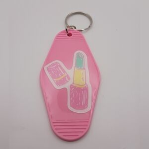 Motel Keychain Custom Retro Styled Pink Lipstick Keychain Keyring